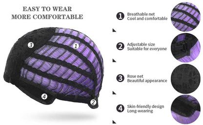 French girl style | black purple amethyst | human hair feel | ombre black to pastel purple natural wavy wig | swiss lace adjustable cap