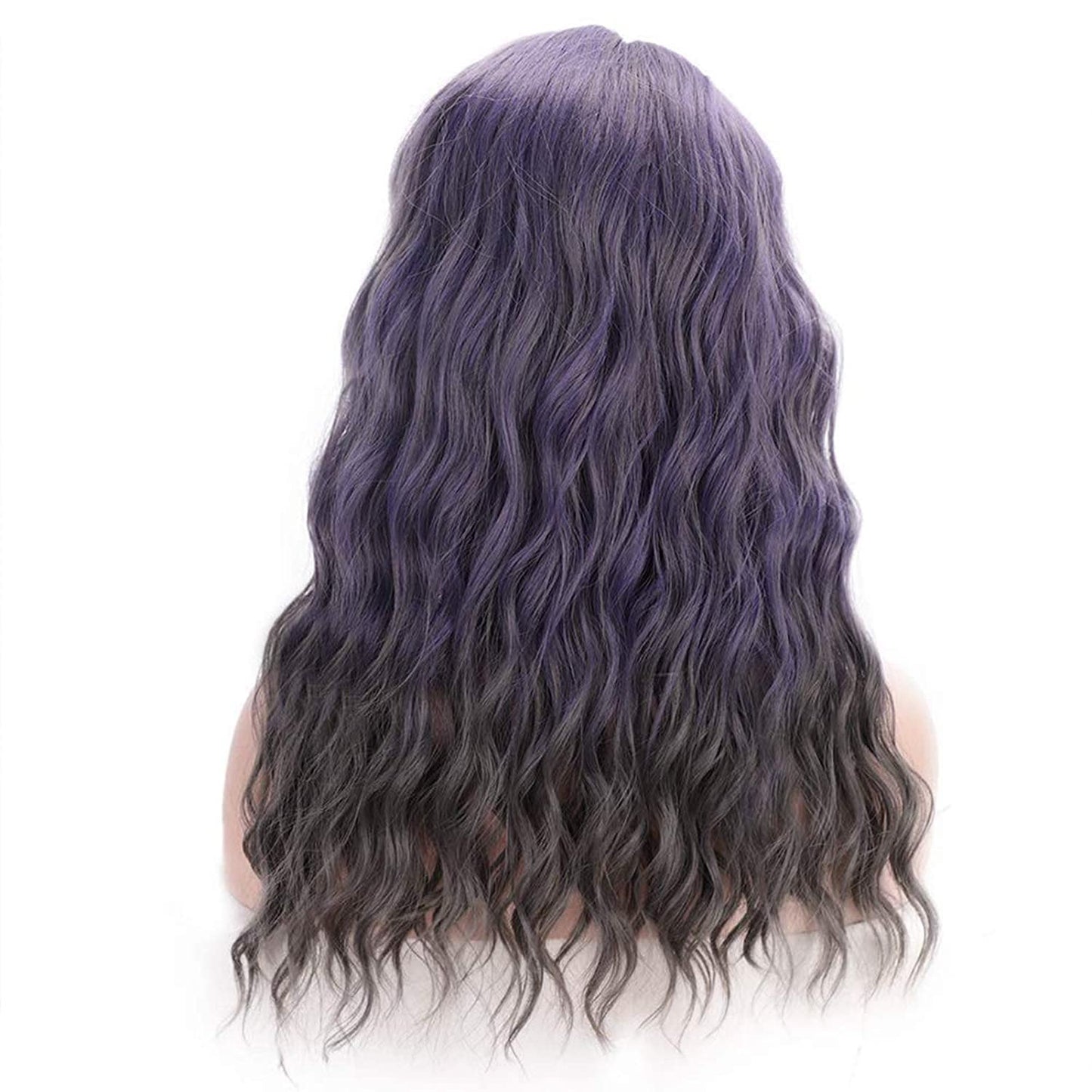 Lilac Purple Loose Wavy Curl Glueless Lace Front Synthetic Heat Resistant Fiber Wig Human Hair Feel Gorgeous Texture Comfortable to Wear 16"