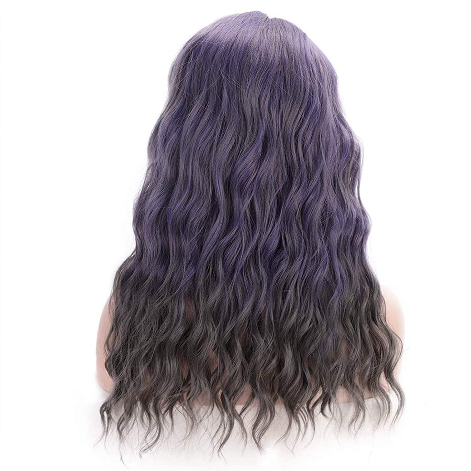 Lilac Purple Loose Wavy Curl Glueless Lace Front Synthetic Heat Resistant Fiber Wig Human Hair Feel Gorgeous Texture Comfortable to Wear 16"