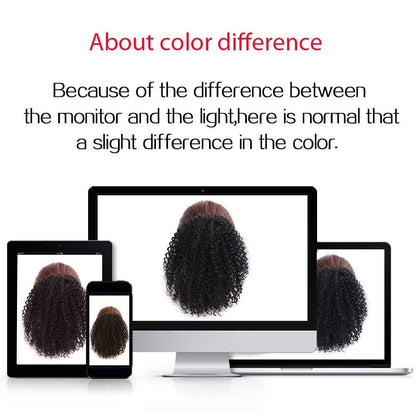 Thick faux human hair | synthetic drawstring ponytail puff | short afro kinky updo wrap hair bun | drawstrings | 2 combs | medium | #t1b/bug