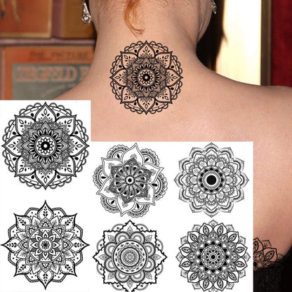 Yoga Mandala Temporary Tattoo - Realistic Fake Tattoos Body Art With No Pain - Yoga Gift - 12 Sheets with 24 Stunning Designs Size 7.4"x3.5"