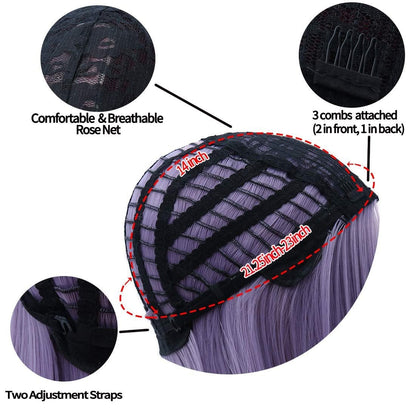 Lilac purple straight heat resistant 26" | trendy wigs | synthetic top quality heat resistant fiber | human hair feel | free shipping on 35+