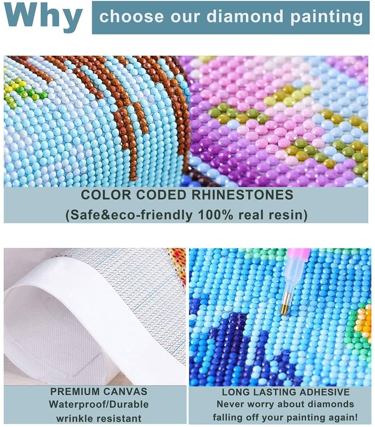 Set of 2 5D DIY Diamond Painting by Number Kit Full Round Drill Crystal Embroidery Kit for Home Wall Decor Horse 12x14 inches