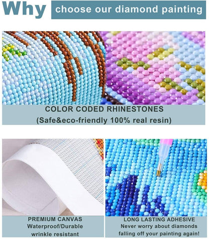 Set of 2 5D DIY Diamond Painting by Number Kit Full Round Drill Crystal Embroidery Kit for Home Wall Decor Horse 12x14 inches