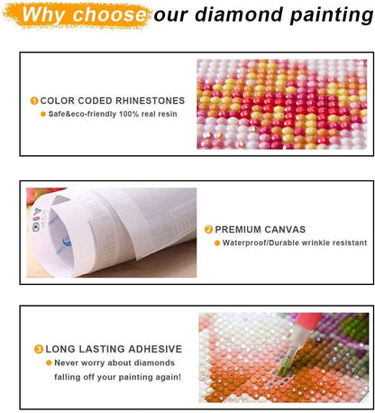 Set of 2 5D DIY Diamond Painting by Number Kit Full Round Drill Crystal Embroidery Kit for Home Wall Decor Horse 12x14 inches