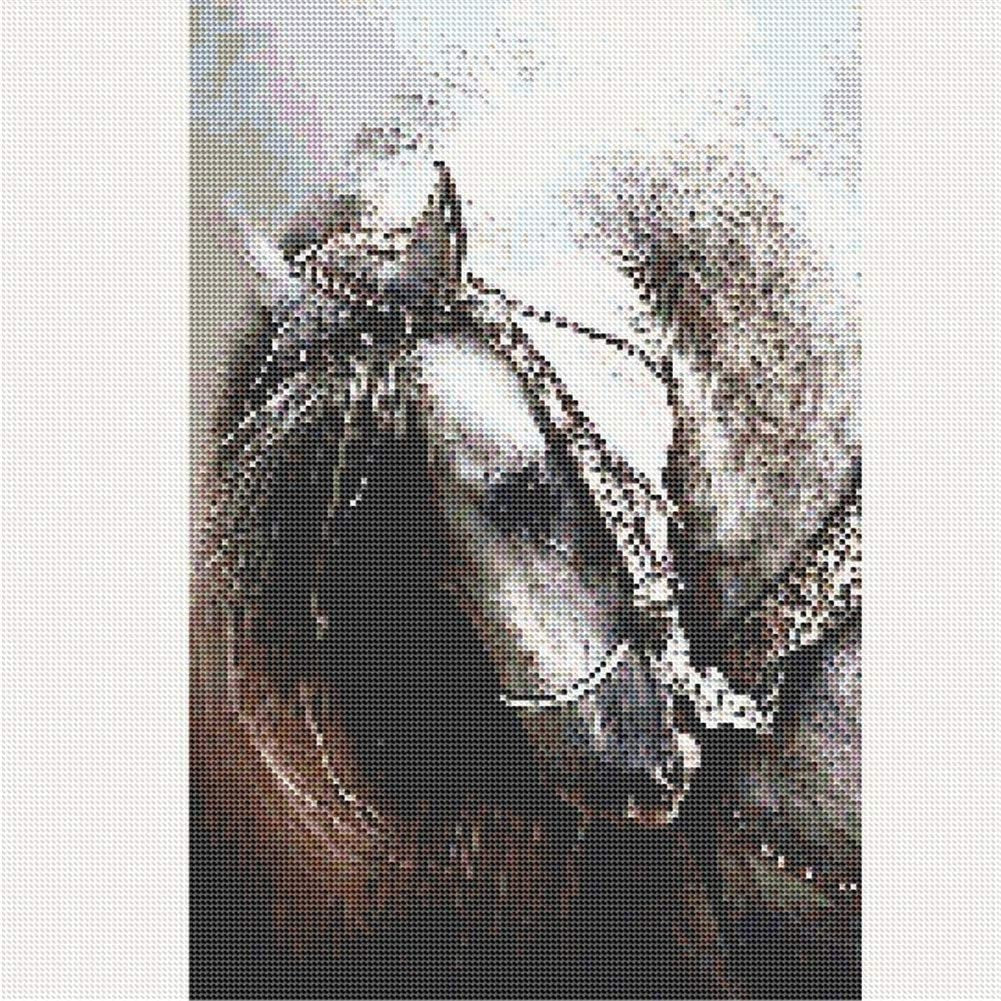 Set of 2 5D DIY Diamond Painting by Number Kit Full Round Drill Crystal Embroidery Kit for Home Wall Decor Horse 12x14 inches