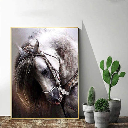 Set of 2 5D DIY Diamond Painting by Number Kit Full Round Drill Crystal Embroidery Kit for Home Wall Decor Horse 12x14 inches