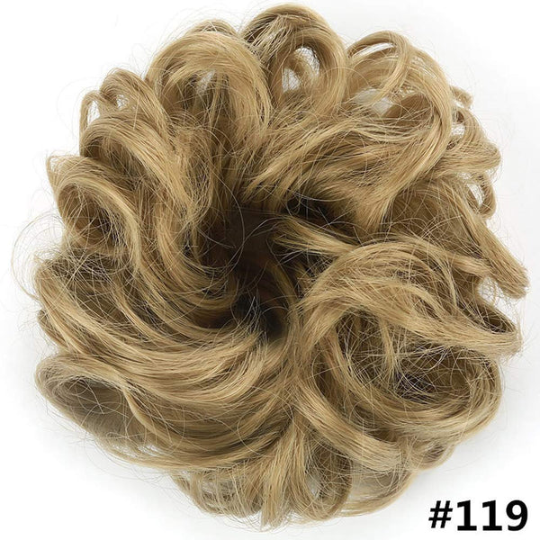 French girl style | thick faux human hair | messy updo bun |  #119 - light brown & blonde mix | super fluffy | cat ear buns need 2