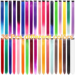 Set of 36 Pieces Party Highlights Hairpieces One Color Each AS PICTURED Clip in Hair Extensions 22'' Straight Hair Extensions Clip ins