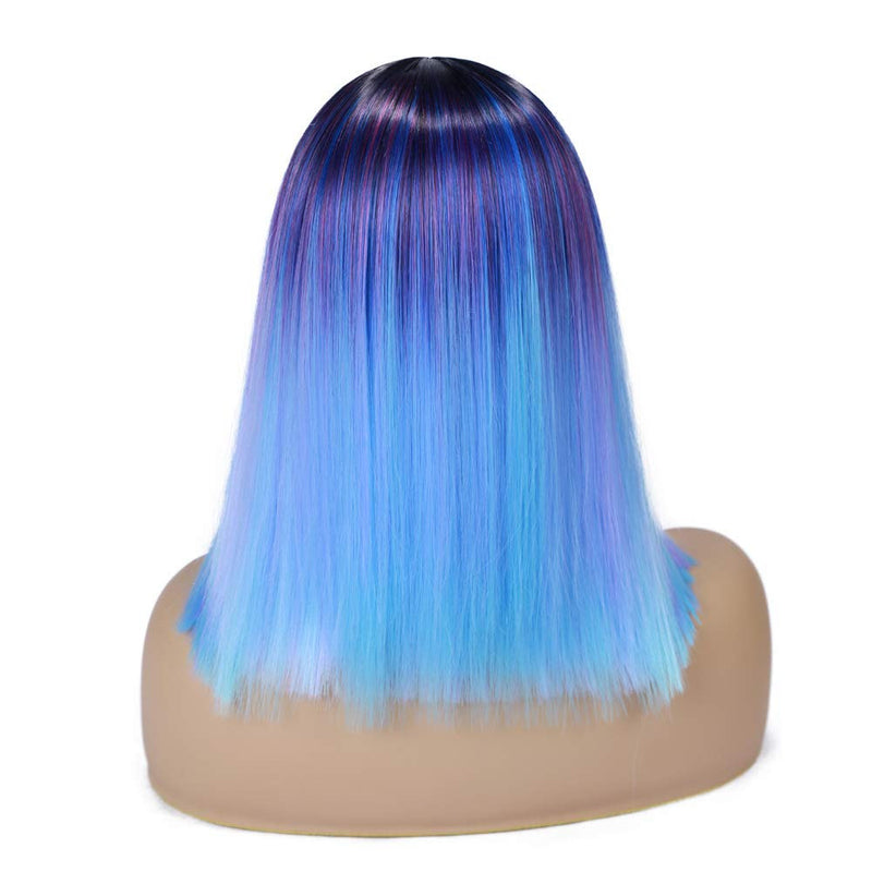 Ombre Black to Mixed Rainbow Colors of Blue Purple Pink Mint Green | Synthetic Top Quality Heat Resistant Fiber | Human Hair Look and Feel