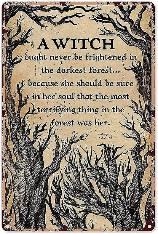 Black Cat | Witch Kitchen Witchery Metal Sign | Vintage Rust Styled Home Decor | Witches Magic Knowledge | A Witch Ought Never Be Frightened