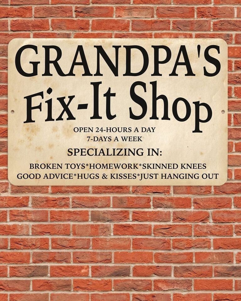 Grandpa's fix it shop sign metal aluminum 8"x12"