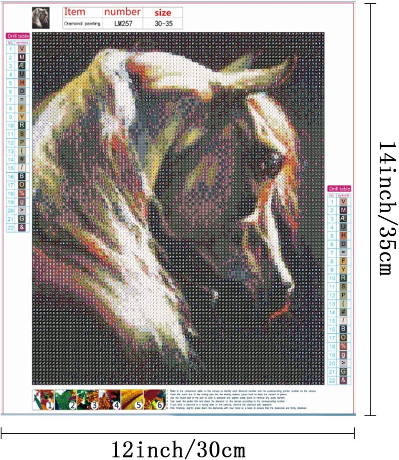 Set of 2 5D DIY Diamond Painting by Number Kit Full Round Drill Crystal Embroidery Kit for Home Wall Decor Horse 12x14 inches