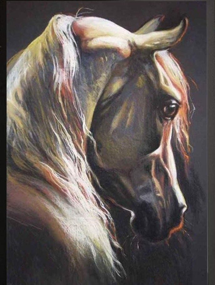 Set of 2 5D DIY Diamond Painting by Number Kit Full Round Drill Crystal Embroidery Kit for Home Wall Decor Horse 12x14 inches