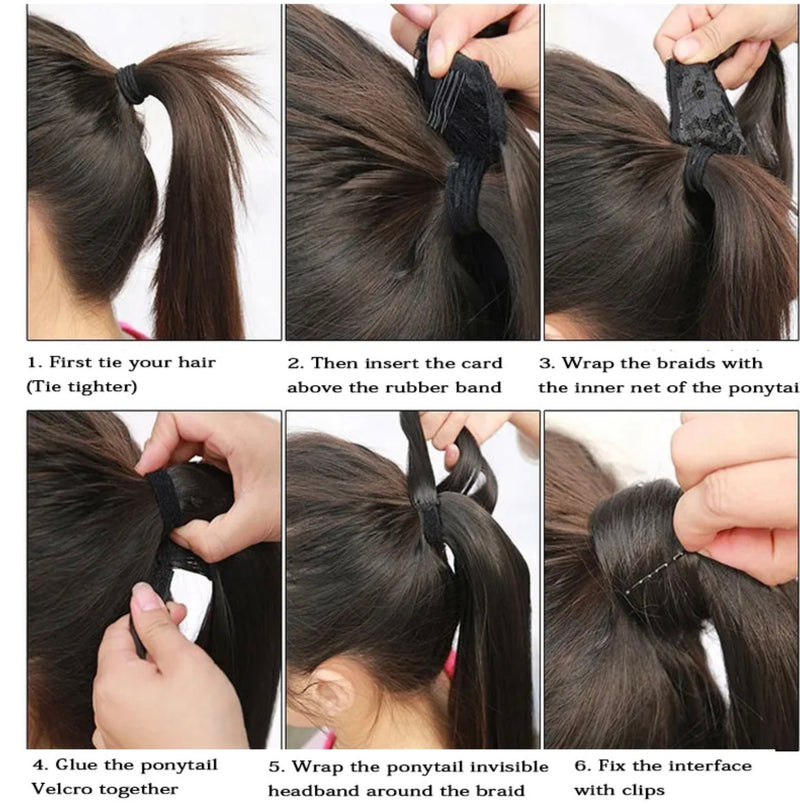 Long Straight Ponytail , Clip In Ponytail Hair Extension , Synthetic Fake Hair Best Seller