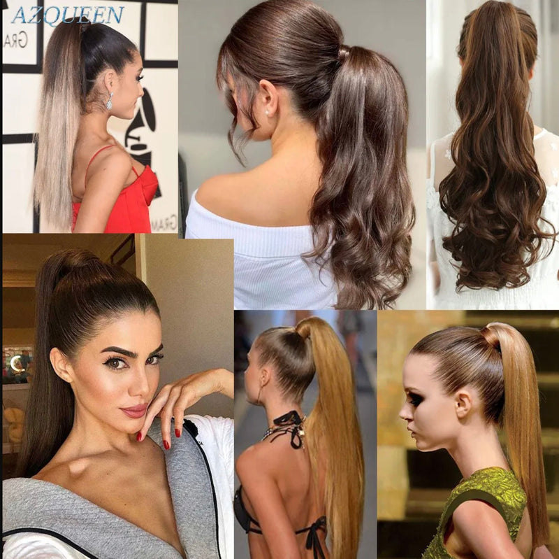 Long Straight Ponytail , Clip In Ponytail Hair Extension , Synthetic Fake Hair Best Seller