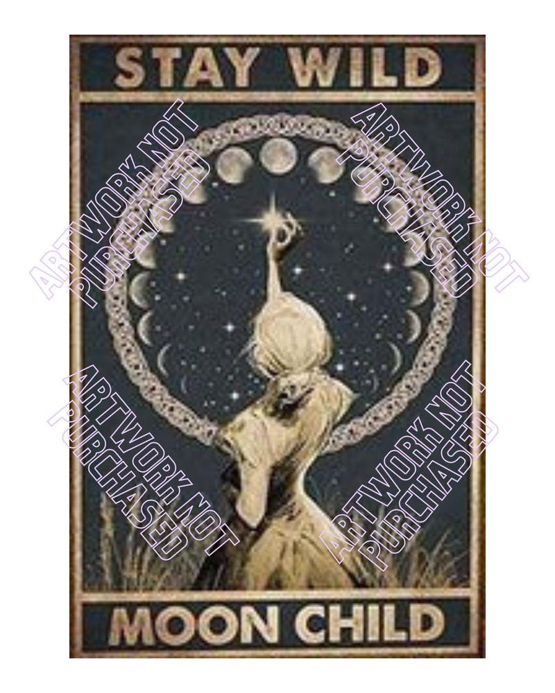 Stay Wild Moon Child Wall Art-8x10 Ready to Print and Frame Artwork Home Decor Great Gift Wicca Art Fantasy Print CANVA LINK Can Be Edited