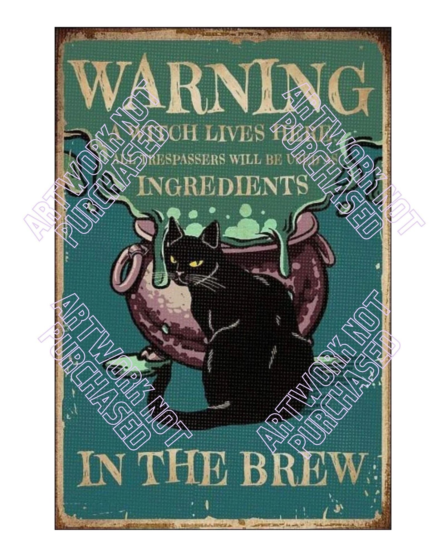 Warning A Witch Lives Here Wall Art-8x10 Ready to Print and Frame Artwork Home Decor Great Wicca Gift Fantasy Print CANVA LINK Can Be Edited