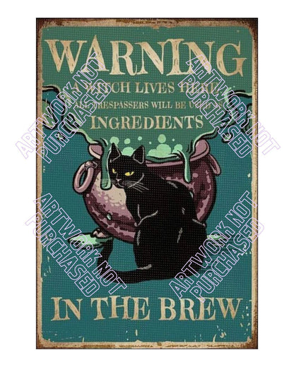 Warning A Witch Lives Here Wall Art-8x10 Ready to Print and Frame Artwork Home Decor Great Wicca Gift Fantasy Print CANVA LINK Can Be Edited