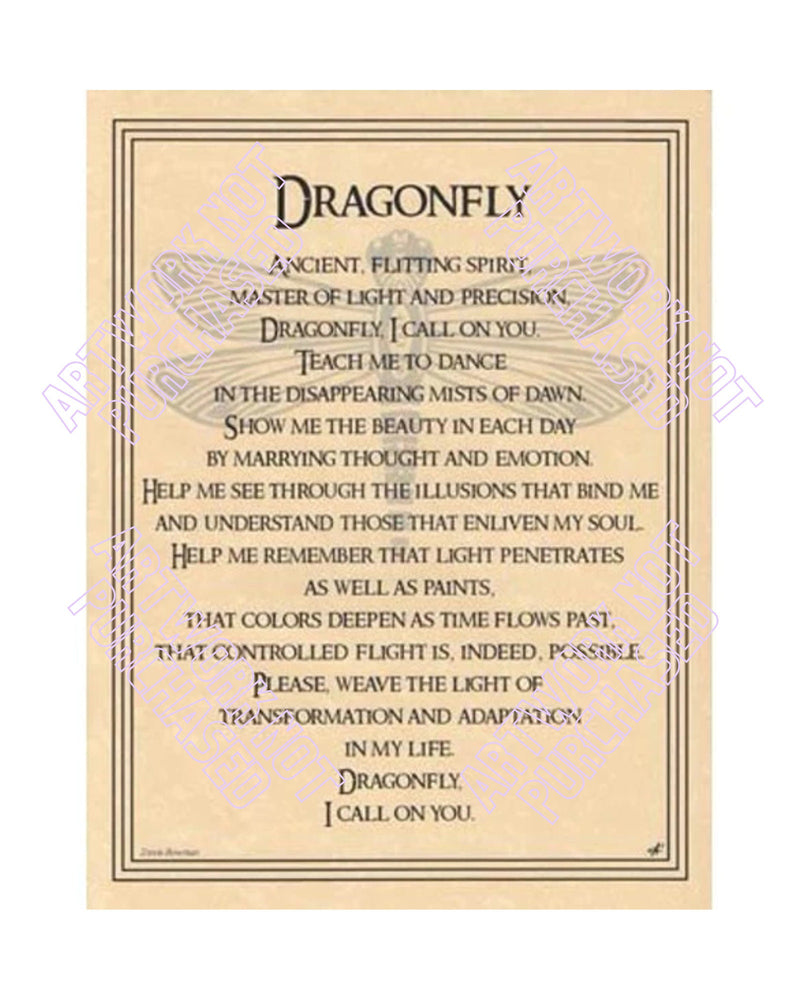 Dragonfly Spirit Animal Wall Art-8x10 Ready to Print and Frame Artwork Home Decor Great Wicca Gift Fantasy Print CANVA LINK Can Be Edited