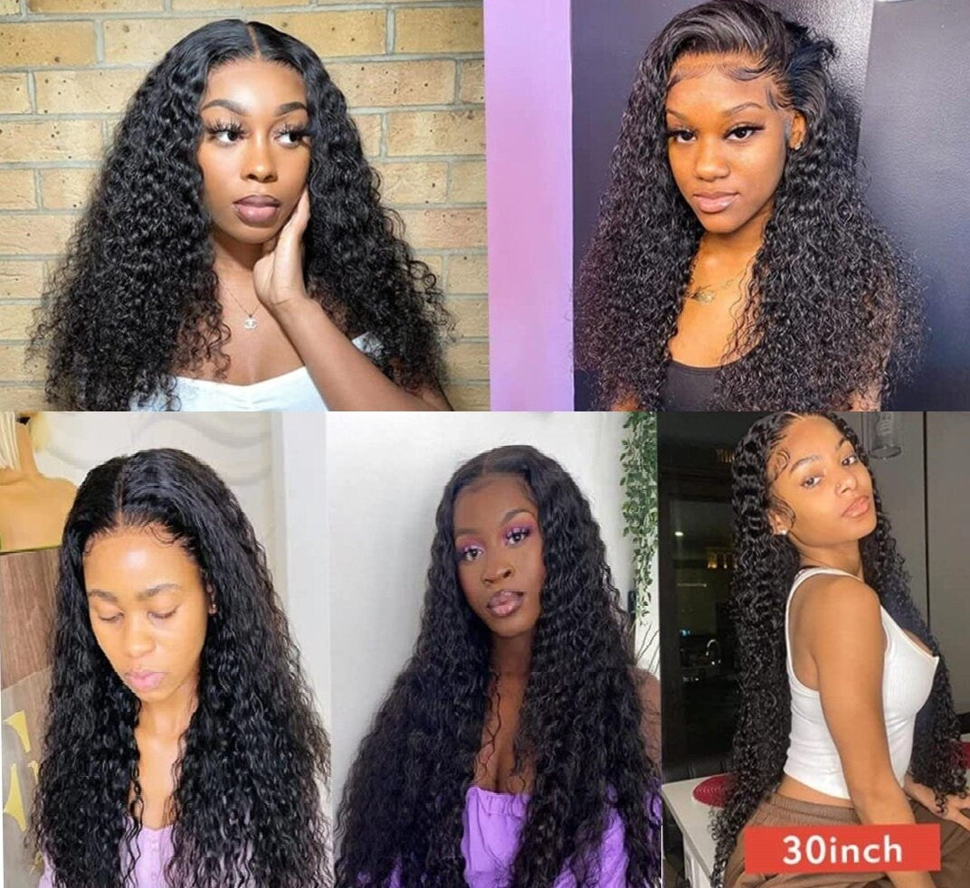 180 Density Wet and Wavy Water Wave Wig With Baby Hair 13X4 Glueless HD Lace Front Curly Pre Plucked Hairline 30" Brazilian Virgin Human Wig
