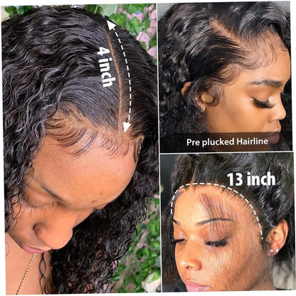 180 Density Wet and Wavy Water Wave Wig With Baby Hair 13X4 Glueless HD Lace Front Curly Pre Plucked Hairline 30" Brazilian Virgin Human Wig