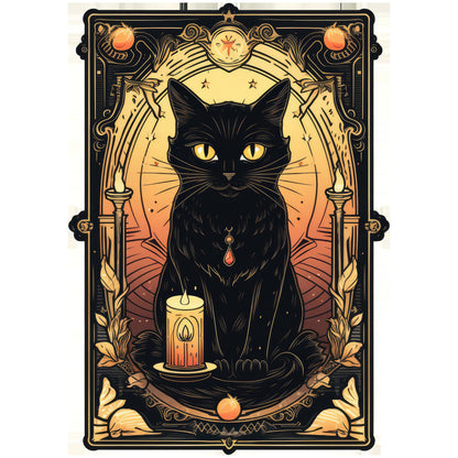 Halloween Cat Tarot Card Clipart Bundle DIY Printable Witch Gift Black Cat Art Gothic Cards Instant Download 300 DPI Transparent Background