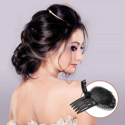 Bump It Up Volume Hair Base Styling Bun Maker Braid Insert Tool Do Beehive Hair Style Hair Accessories with Comb 2 Pieces Color Brown