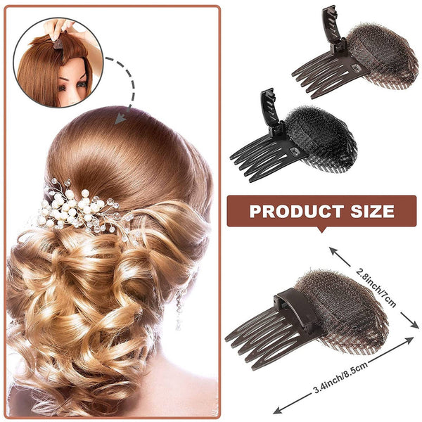 Bump It Up Volume Hair Base Styling Bun Maker Braid Insert Tool Do Beehive Hair Style Hair Accessories with Comb 2 Pieces Color Brown