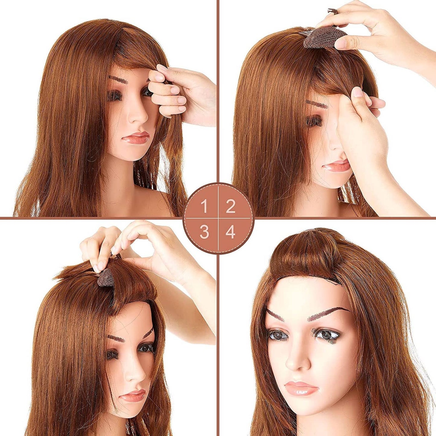 Bump It Up Volume Hair Base Styling Bun Maker Braid Insert Tool Do Beehive Hair Style Hair Accessories with Comb 2 Pieces Color Brown