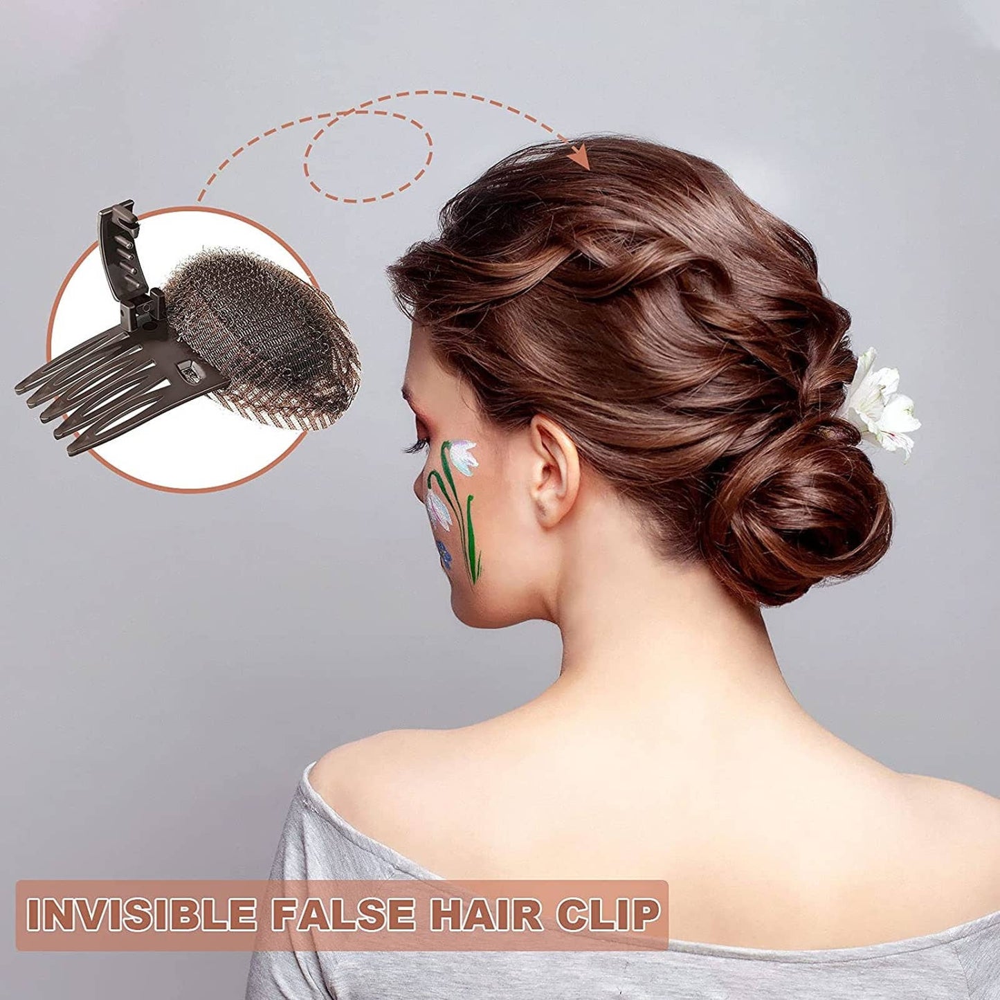 Bump It Up Volume Hair Base Styling Bun Maker Braid Insert Tool Do Beehive Hair Style Hair Accessories with Comb 2 Pieces Color Brown