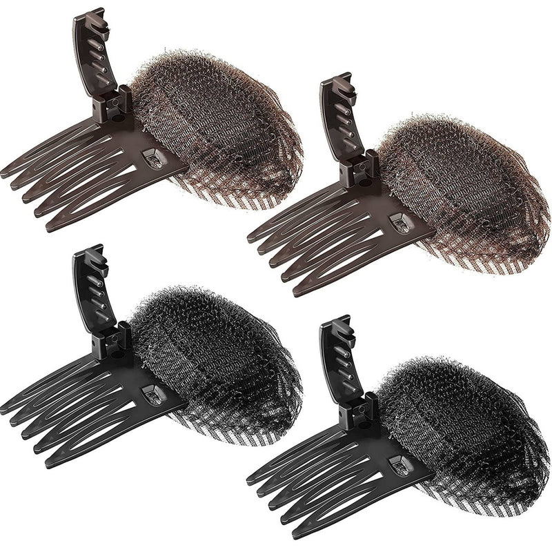 Bump It Up Volume Hair Base Styling Bun Maker Braid Insert Tool Do Beehive Hair Style Hair Accessories with Comb 2 Pieces Color Brown