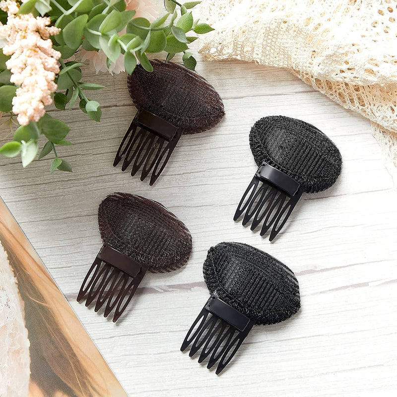 Bump It Up Volume Hair Base Styling Bun Maker Braid Insert Tool Do Beehive Hair Style Hair Accessories with Comb 2 Pieces Color Brown